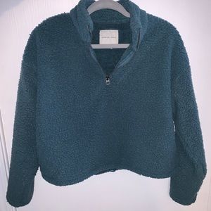 American Eagle Sherpa Quarter Zip Sweatshirt